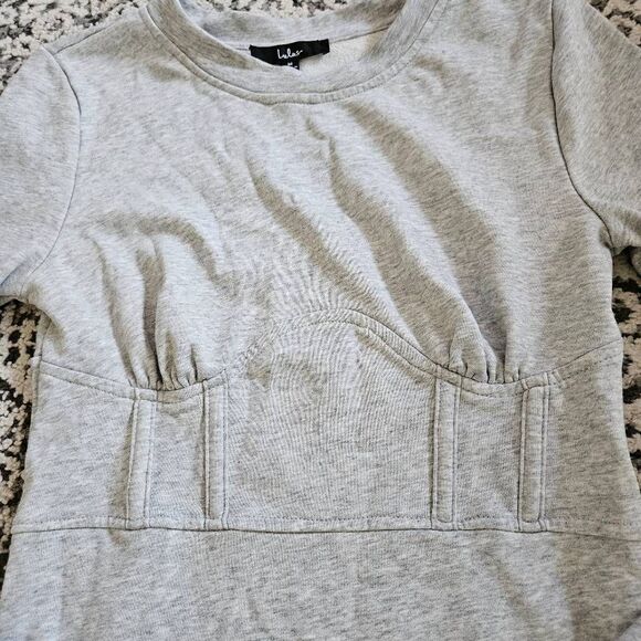 Lulus Grey Sweatshirt Bustier Dress Size Medium - Picture 3 of 6